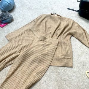 H&M Tan Ribbed Pajama Set